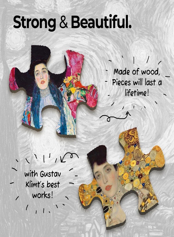 91Knots | Portrait of Adele Bloch-Bauer II by Gustav Klimt | 140pcs Premium Wooden Puzzle for Adults & Kids 5+ | Fine Art Jigsaw | Pocket Puzzle | Ideal Travel Friendly Gift - Image 4